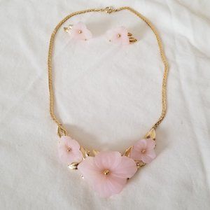 Pink Sea Glass choker and matching earrings